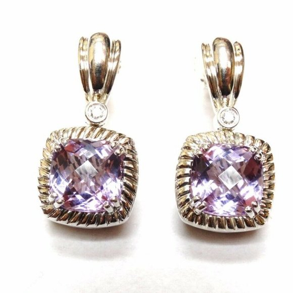 CHARLES KRYPELL .925 14K Gold Amethyst Dia Earring - Picture 2 of 6